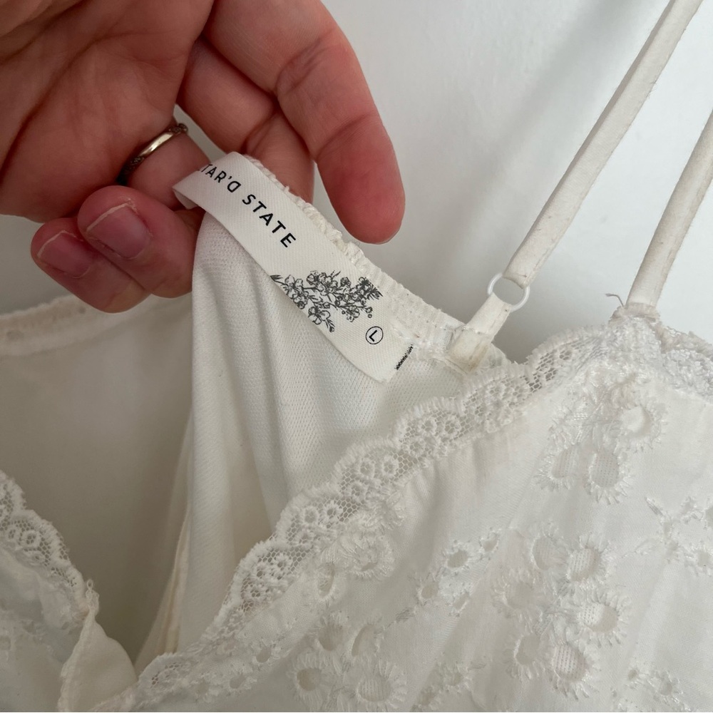 NEW FLAWED Altar’d State White Cotton Maxi Dress Size Large NWT - Picture 8 of 14